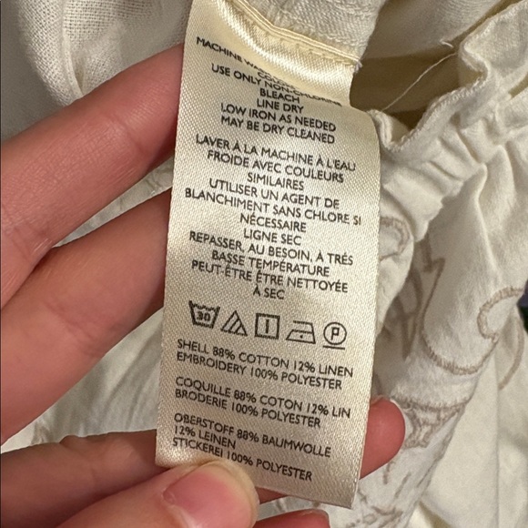 Anthropologie Embroidered Linen Pull-on Joggers Medium - Picture 9 of 9